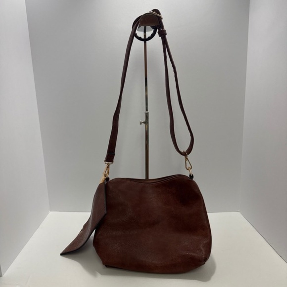 Dasein Crossbody Bag Women Small Brown Vegan Leather‎ Adjustable Strap Boho